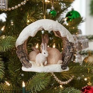 HALLMARK👑 Snowshoe Rabbits in Winter, “Majestic Wilderness" Keepsake Ornament.